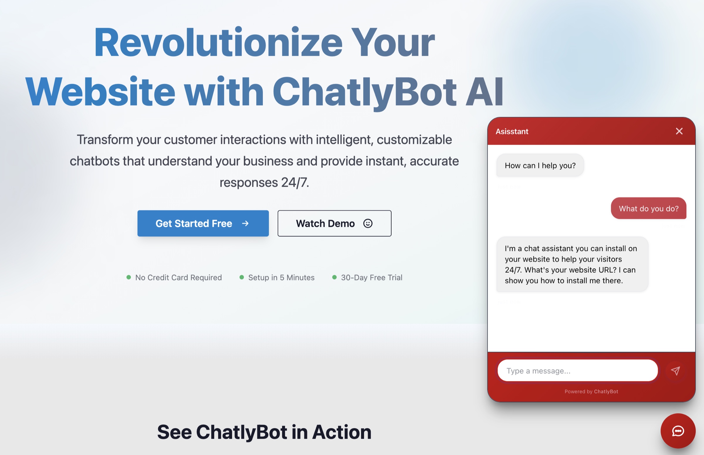 ChatlyBot AI-Powered Customer Support Interface